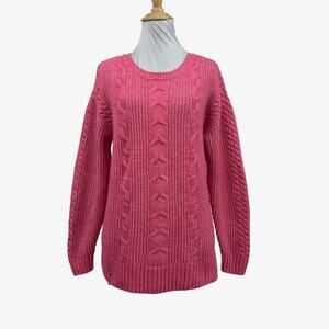 Cabi Sweater Womens XS Extra Small Melon Elsa Pullover Cable Knit Relaxed Fit